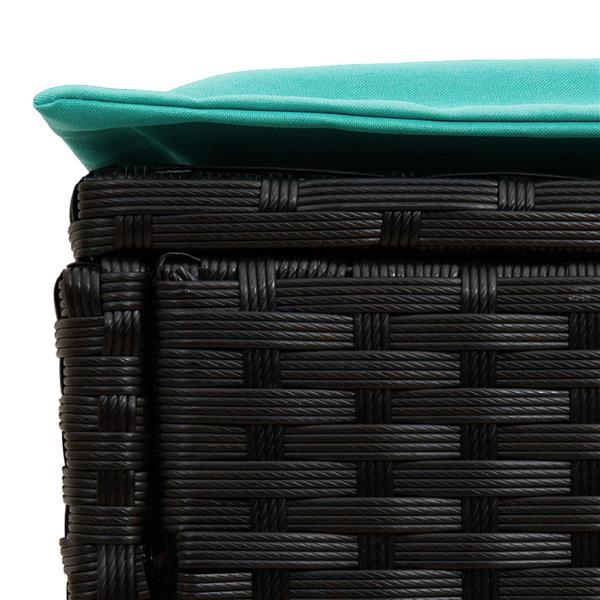 Grote foto vidaxl tuinvoetenbank zwart en turquoise 80 x 38 x 42 cm pe rattan tuin en terras tuinmeubelen