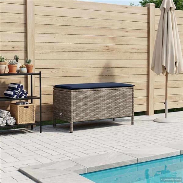 Grote foto vidaxl tuinvoetenbank grijs en marineblauw 80 x 38 x 42 cm pe rattan tuin en terras tuinmeubelen