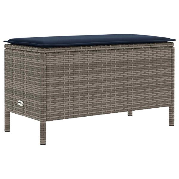 Grote foto vidaxl tuinvoetenbank grijs en marineblauw 80 x 38 x 42 cm pe rattan tuin en terras tuinmeubelen