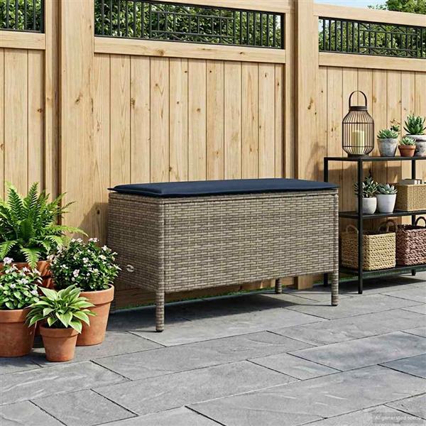 Grote foto vidaxl tuinvoetenbank grijs en marineblauw 80 x 38 x 42 cm pe rattan tuin en terras tuinmeubelen