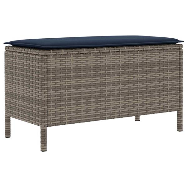 Grote foto vidaxl tuinvoetenbank grijs en marineblauw 80 x 38 x 42 cm pe rattan tuin en terras tuinmeubelen