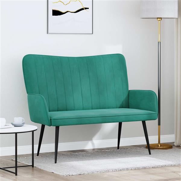 Grote foto vidaxl twee persoons sofa turquoise 115 x 61 x 87 cm fluweel huis en inrichting bankstellen