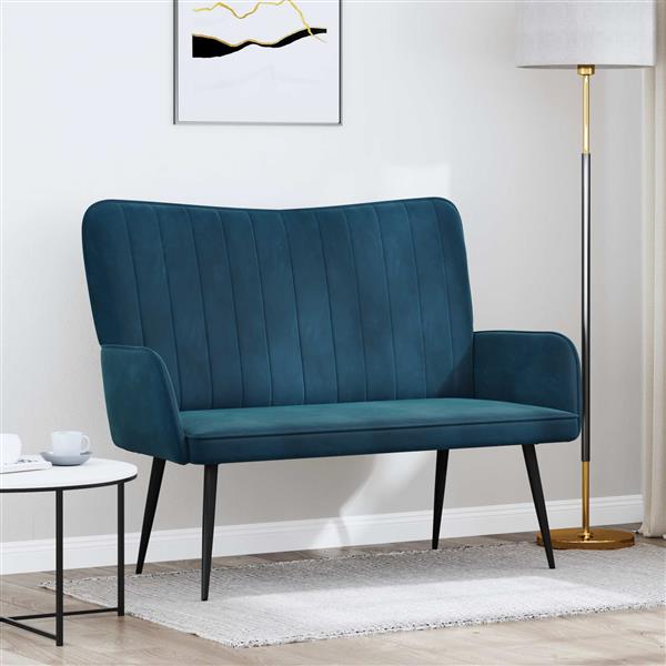 Grote foto vidaxl twee persoons sofa blauw 115 x 61 x 87 cm fluweel huis en inrichting bankstellen