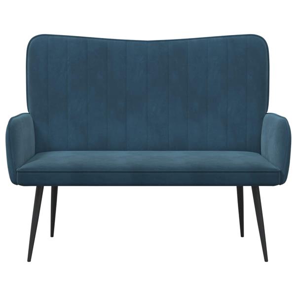 Grote foto vidaxl twee persoons sofa blauw 115 x 61 x 87 cm fluweel huis en inrichting bankstellen