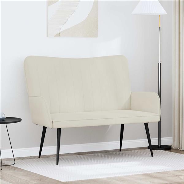Grote foto vidaxl twee persoons sofa cr me 115 x 61 x 87 cm fluweel huis en inrichting bankstellen