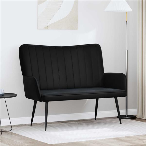 Grote foto vidaxl twee persoons sofa zwart 115 x 61 x 87 cm fluweel huis en inrichting bankstellen