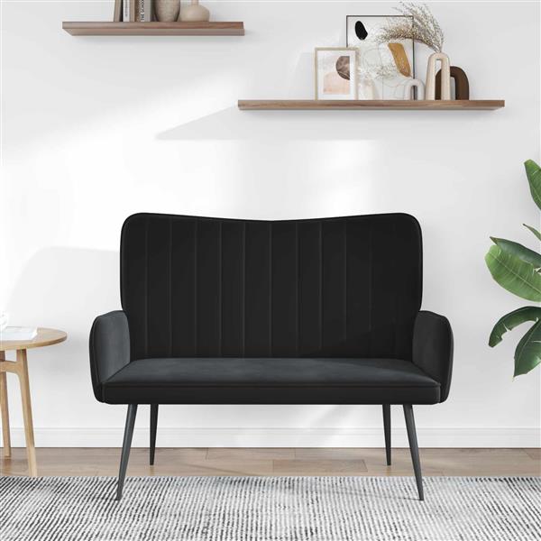 Grote foto vidaxl twee persoons sofa zwart 115 x 61 x 87 cm fluweel huis en inrichting bankstellen