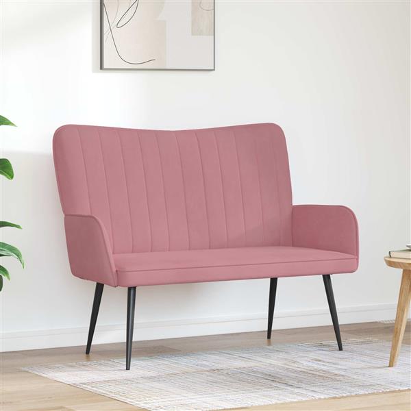 Grote foto vidaxl twee persoons sofa roze 115 x 61 x 87 cm fluweel huis en inrichting bankstellen