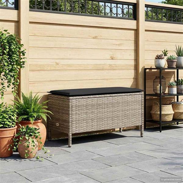Grote foto vidaxl tuinvoetenbank grijs en donkergrijs 80 x 38 x 45 cm pe rattan tuin en terras tuinmeubelen