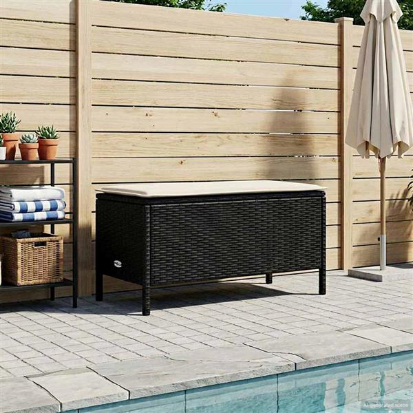Grote foto vidaxl tuinvoetenbank zwart en cr me 80 x 38 x 45 cm pe rattan tuin en terras tuinmeubelen