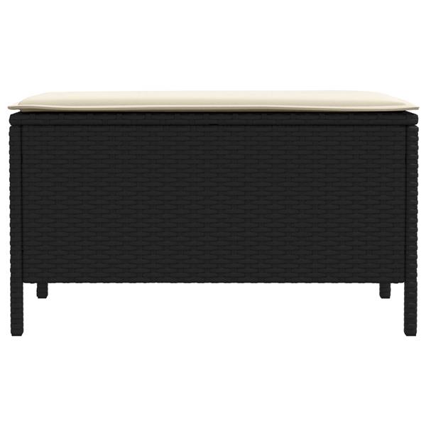 Grote foto vidaxl tuinvoetenbank zwart en cr me 80 x 38 x 45 cm pe rattan tuin en terras tuinmeubelen