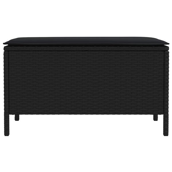 Grote foto vidaxl tuinvoetenbank met kussen zwart 80 x 38 x 45 cm pe rattan tuin en terras tuinmeubelen