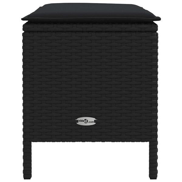 Grote foto vidaxl tuinvoetenbank met kussen zwart 80 x 38 x 45 cm pe rattan tuin en terras tuinmeubelen