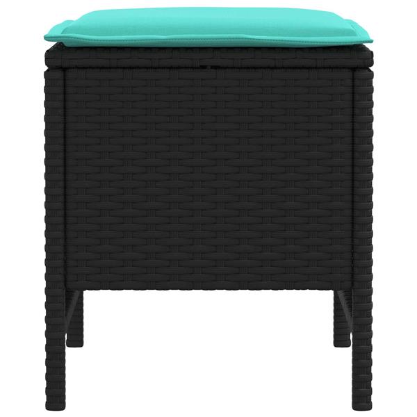 Grote foto vidaxl tuinvoetenbank 2 stuk zwart en turquoise 38 x 38 x 45 cm tuin en terras tuinmeubelen