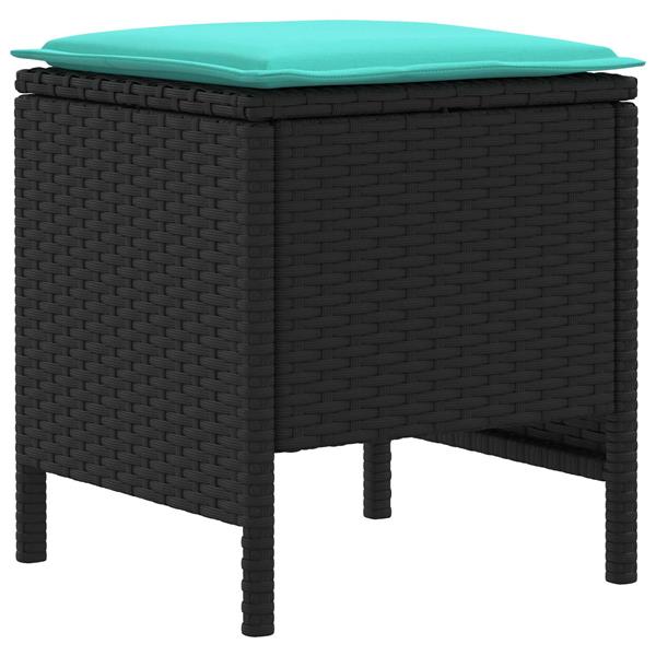 Grote foto vidaxl tuinvoetenbank 2 stuk zwart en turquoise 38 x 38 x 45 cm tuin en terras tuinmeubelen