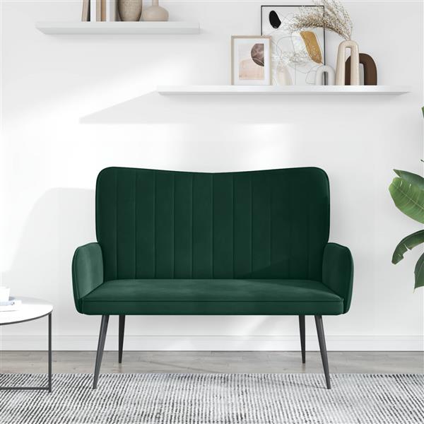 Grote foto vidaxl twee persoons sofa donkergroen 115 x 61 x 87 cm fluweel huis en inrichting bankstellen