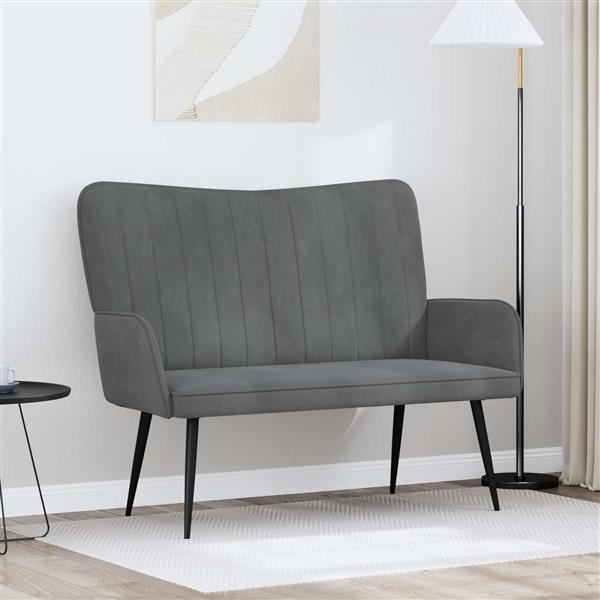 Grote foto vidaxl twee persoons sofa donkergrijs 115 x 61 x 87 cm fluweel huis en inrichting bankstellen