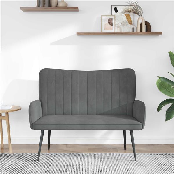 Grote foto vidaxl twee persoons sofa donkergrijs 115 x 61 x 87 cm fluweel huis en inrichting bankstellen
