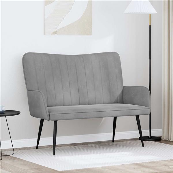 Grote foto vidaxl twee persoons sofa lichtgrijs 115 x 61 x 87 cm fluweel huis en inrichting bankstellen