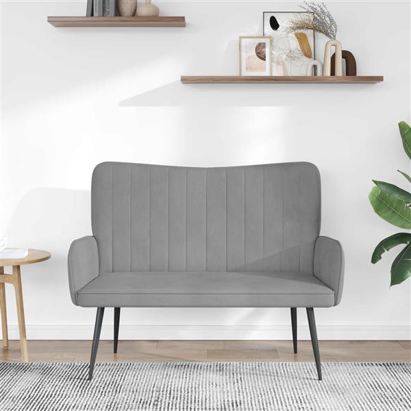 Grote foto vidaxl twee persoons sofa lichtgrijs 115 x 61 x 87 cm fluweel huis en inrichting bankstellen