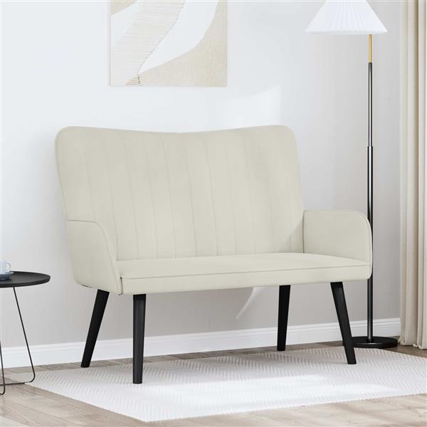 Grote foto vidaxl twee persoons sofa cr me 115 x 61 x 87 cm fluweel huis en inrichting bankstellen