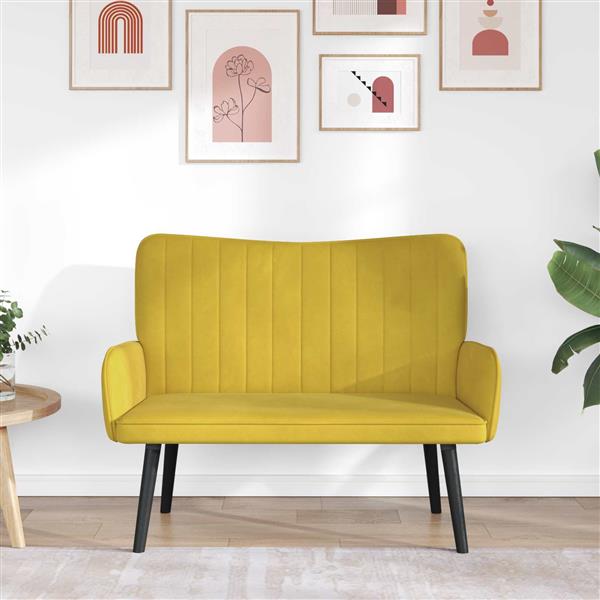 Grote foto vidaxl twee persoons sofa geel 115 x 61 x 87 cm fluweel huis en inrichting bankstellen