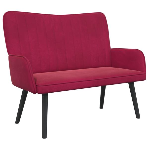 Grote foto vidaxl twee persoons sofa wijnrood 115 x 61 x 87 cm fluweel huis en inrichting bankstellen