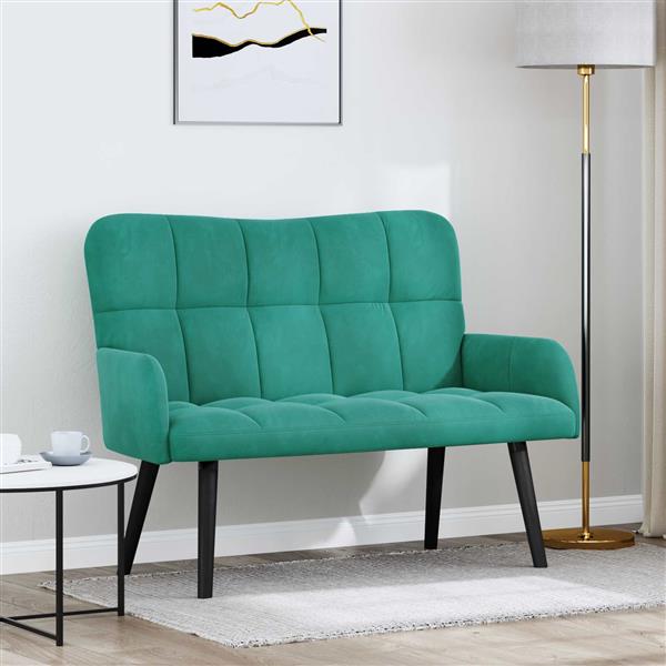 Grote foto vidaxl twee persoons sofa turquoise 115 x 61 x 87 cm fluweel huis en inrichting bankstellen