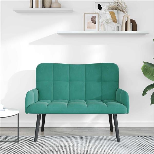 Grote foto vidaxl twee persoons sofa turquoise 115 x 61 x 87 cm fluweel huis en inrichting bankstellen