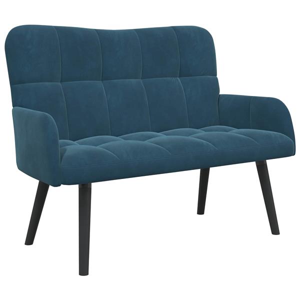 Grote foto vidaxl twee persoons sofa blauw 115 x 61 x 87 cm fluweel huis en inrichting bankstellen