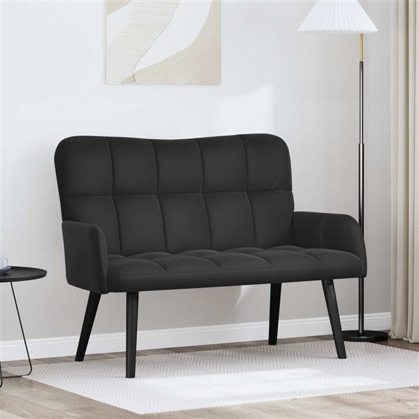 Grote foto vidaxl twee persoons sofa zwart 115 x 61 x 87 cm fluweel huis en inrichting bankstellen