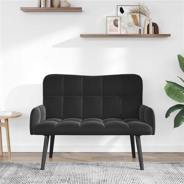 Grote foto vidaxl twee persoons sofa zwart 115 x 61 x 87 cm fluweel huis en inrichting bankstellen