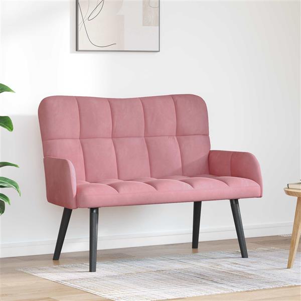 Grote foto vidaxl twee persoons sofa roze 115 x 61 x 87 cm fluweel huis en inrichting bankstellen