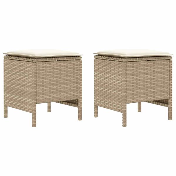 Grote foto vidaxl tuinvoetenbank 2 stuk beige en cr me 38 x 38 x 45 cm pe rattan tuin en terras tuinmeubelen