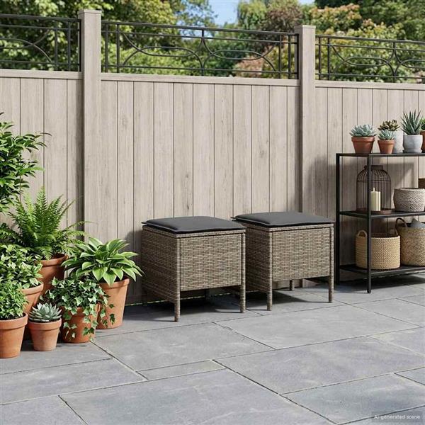 Grote foto vidaxl tuinvoetenbank 2 stuk grijs en donkergrijs 38 x 38 x 45 cm tuin en terras tuinmeubelen