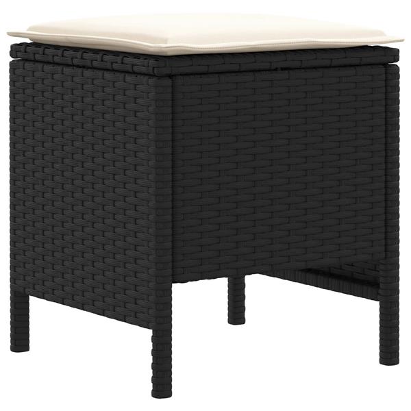 Grote foto vidaxl tuinvoetenbank 2 stuk zwart en cr me 38 x 38 x 45 cm pe rattan tuin en terras tuinmeubelen