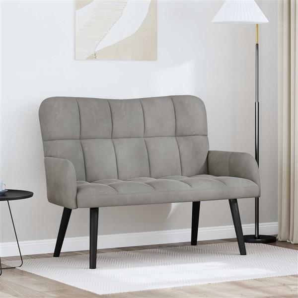 Grote foto vidaxl twee persoons sofa lichtgrijs 115 x 61 x 87 cm fluweel huis en inrichting bankstellen