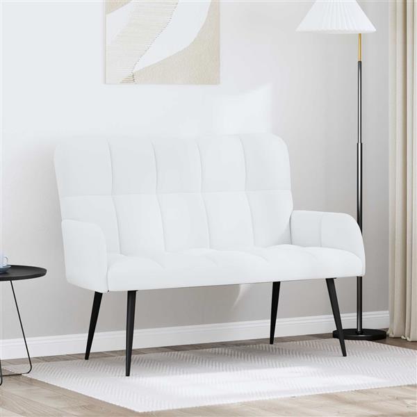 Grote foto vidaxl twee persoons sofa wit 115 x 61 x 87 cm stof huis en inrichting bankstellen