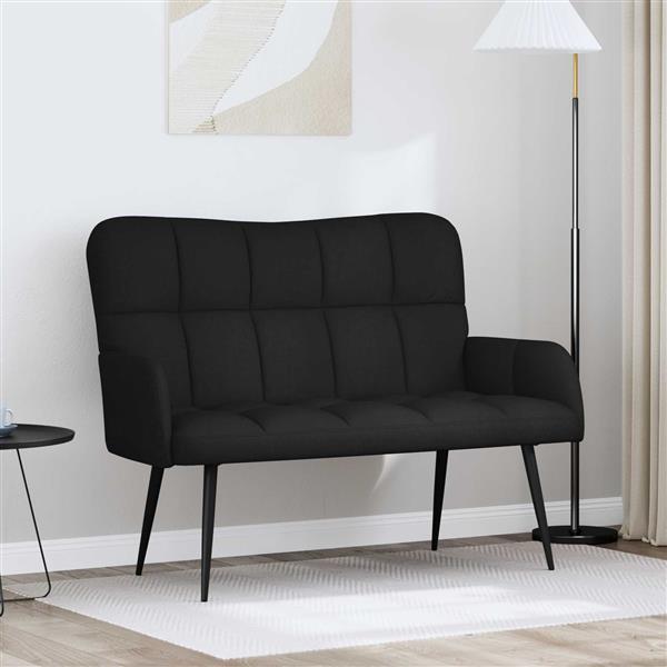 Grote foto vidaxl twee persoons sofa zwart 115 x 61 x 87 cm stof huis en inrichting bankstellen