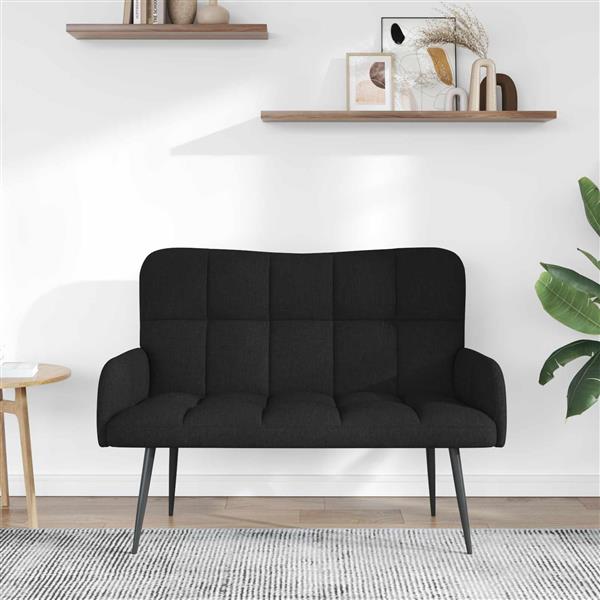 Grote foto vidaxl twee persoons sofa zwart 115 x 61 x 87 cm stof huis en inrichting bankstellen