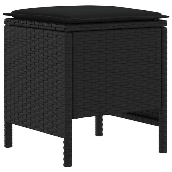 Grote foto vidaxl tuinvoetenbank 2 stuk zwart 38 x 38 x 45 cm pe rattan tuin en terras tuinmeubelen