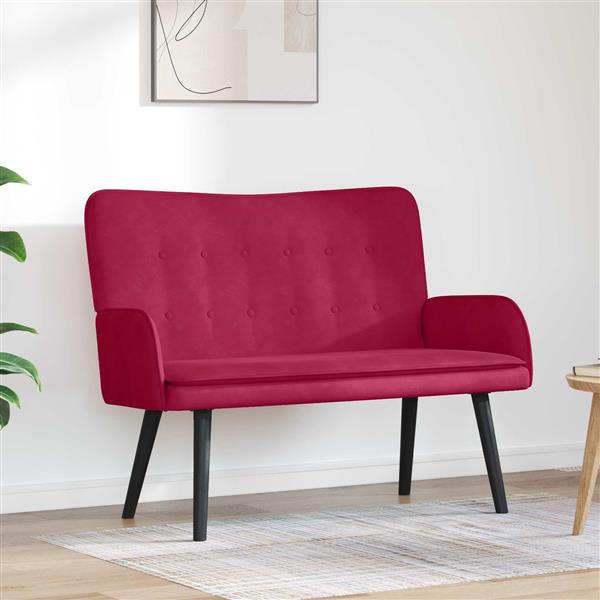 Grote foto vidaxl twee persoons sofa wijnrood 115 x 61 x 87 cm fluweel huis en inrichting bankstellen