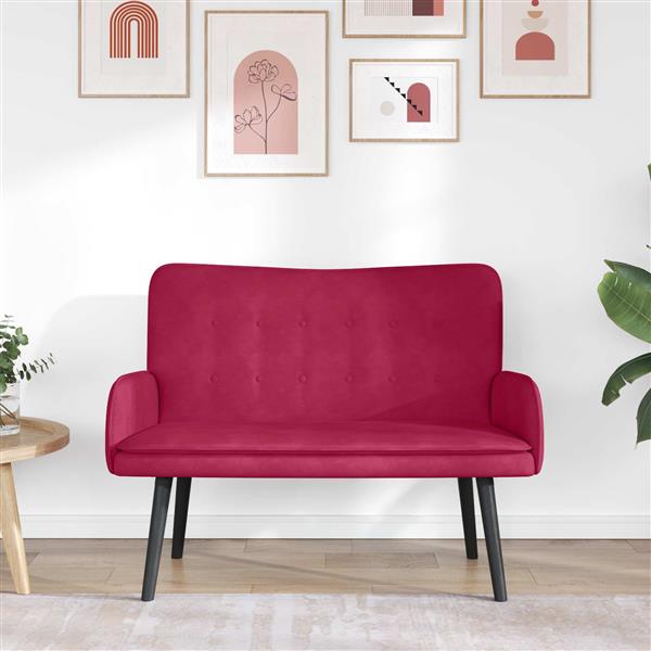 Grote foto vidaxl twee persoons sofa wijnrood 115 x 61 x 87 cm fluweel huis en inrichting bankstellen
