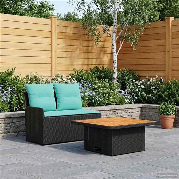 Grote foto vidaxl tuin armsteun sofa met opklaptafel 2 stuk zwart en turquoise tuin en terras tuinmeubelen