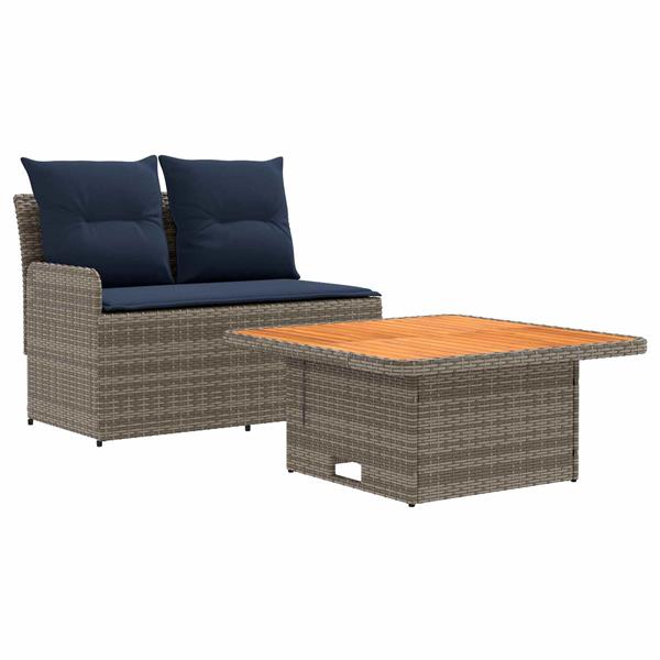 Grote foto vidaxl tuin armsteun sofa met opklaptafel 2 stuk grijs en marineblauw tuin en terras tuinmeubelen