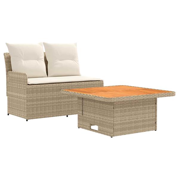 Grote foto vidaxl tuin armsteun sofa met opklaptafel 2 stuk beige en cr me tuin en terras tuinmeubelen