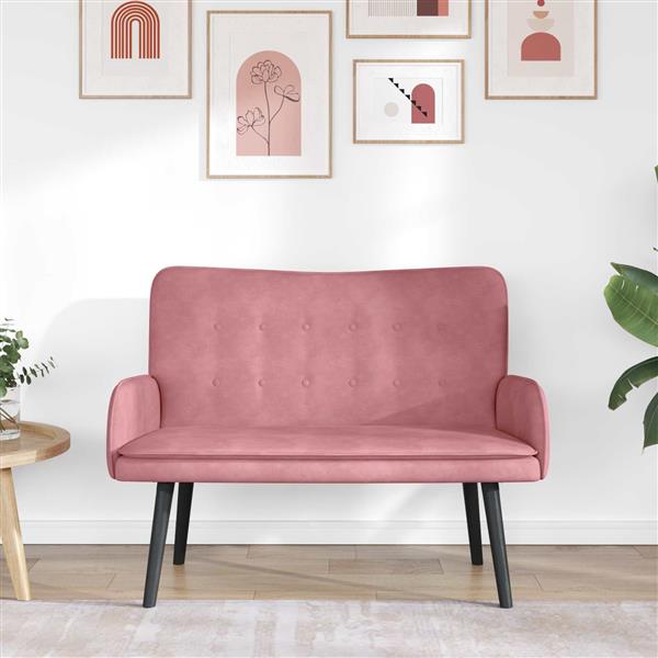 Grote foto vidaxl 2 zits sofa roze 115 x 61 x 87 cm fluweel v huis en inrichting bankstellen