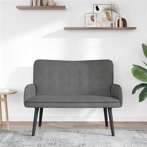 Grote foto vidaxl twee persoons sofa donkergrijs 115 x 61 x 87 cm fluweel huis en inrichting bankstellen
