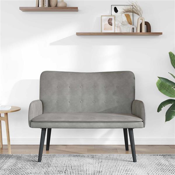Grote foto vidaxl twee persoons sofa lichtgrijs 115 x 61 x 87 cm fluweel huis en inrichting bankstellen