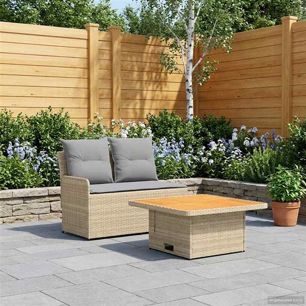 Grote foto vidaxl tuin armsteun sofa met opklaptafel 2 stuk beige en licht grijs tuin en terras tuinmeubelen